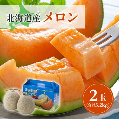 【先行受付】2026年7月下旬以降　北海道産赤肉メロン完熟糖度16度2玉合計約3.2kg_01587【1157036】