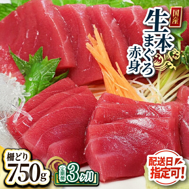 【ふるさと納税】【定期便3回】大満足！生本まぐろ赤身 750g（柵どり） × 3回お届け （毎月お届け） 3ヶ月 / 送料 無料 福井県 越前市 武生 鮪 マグロ 未冷凍 生まぐろ 生マグロ 本鮪 コース 新鮮 お刺身 お造り おろし ブロック 魚 切り身 海鮮丼 漬け丼 (18209)