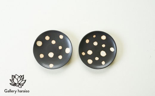 
            【沖縄のかわいい器】陶factory509 モノクロ皿小　ペア／ドット
          