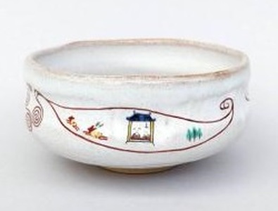 奈良絵「天平の風」旅茶椀 奈良絵 F-79　赤膚焼き 赤膚 赤膚焼 茶碗  天平 奈良 なら