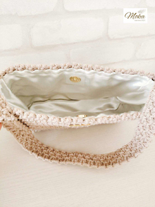 オーガニックコットンロープのマクラメ　ワンハンドルバッグ