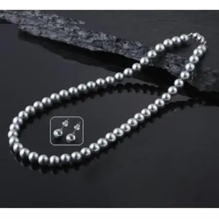 貝パールネックレス2点セット　マグネット留め具　グレー系(ピアス)【配送不可地域：沖縄県】【1574224】
