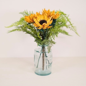 Eterna -Leather Himawari- カラー 黄色 ／ 国産 革 レザー ひまわり 造花 アートフラワー 小物 インテリア 記念日 プレゼント 奈良県 葛城市【area002-yello