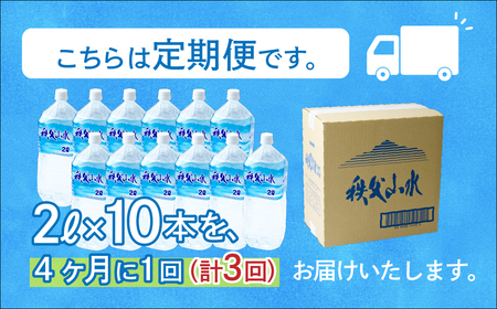 ＜定期便＞秩父の天然水 2L×10本×3回（4ヶ月に1回） | 1年保存 ミネラルウォーター