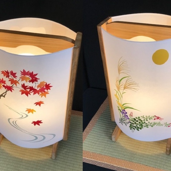 着物生地で作ったおしゃれな行灯（あんどん） 秋の植物 099H269_イメージ1