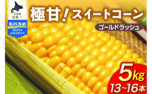【先行受付】【８月１５日頃〜９月５日頃発送予定】北海道十勝芽室町 ファームミリオンの極甘スイートコーン 5kg me016-011c-25