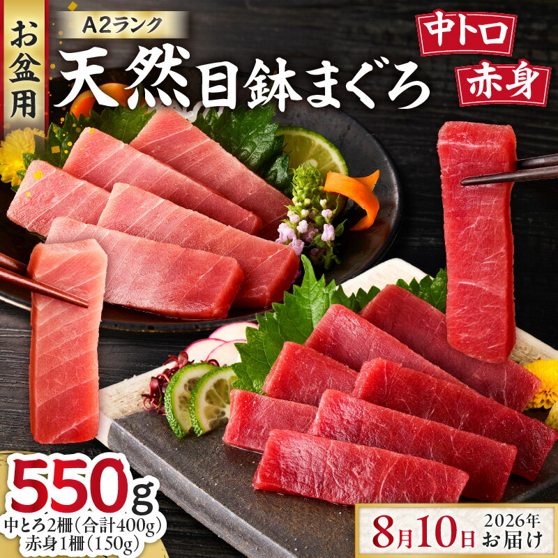 【ふるさと納税】【期間限定】【お盆用】天然 目鉢鮪 中とろ 2柵 赤身 1柵＜A2ランク＞（2026年8月10日にお届け）マグロ 鮪 めばちまぐろ 柵 刺身 三崎 三崎港 海鮮 魚 魚介 湊魚問屋 神奈川 三浦市 おすすめ ランキング プレゼント ギフト