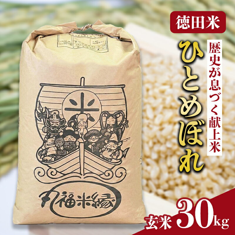 【ふるさと納税】一口食べれば、もうひとめぼれ　徳田米　ひとめぼれ玄米　30kg