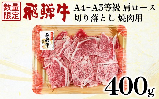 
                  【5営業日以内発送】《数量限定》飛騨牛 肩ロース 切り落とし 焼肉用 400g A5 A4 国産 牛 冷凍 和牛 牛肉 カタロース ｶﾀﾛｰｽ 焼き肉 やきにく 霜降り ギフト 贈答 おすすめ BBQ バーベキュー キャンプ にく お肉 肉 肉のひぐち
                