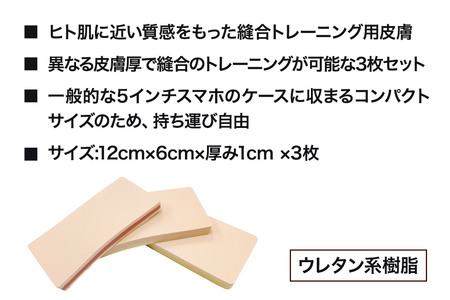縫合トレーニングモデル（Various skin）12cm×6cm×厚み1cm ×3枚 人工皮膚 大学 病院 医療施設 ウレタン系樹脂 秋田県 美郷町