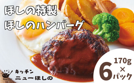 キッチン ニューほしの ほしのハンバーグ(自家製デミソース付き)170g×6パック　【11100-2189】