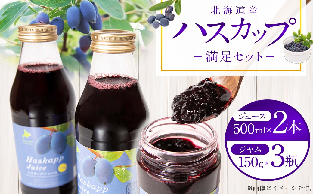 ハスカップ 満足セット ハスカップ ジュース 500ml×2本 ハスカップ ジャム 150g×3瓶 北海道 鷹栖町 ハスカップ ジャム ハスカップ ジュース