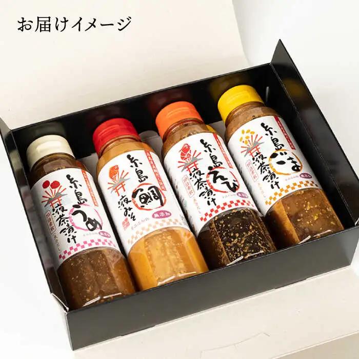【お中元対象】糸島 鯛 液みそ・ 糸島 ごま液 茶漬け ・糸島 うめ液茶漬け ・糸島 えび液茶漬け 計4本セット《糸島》【糸島食品】[ABE015]