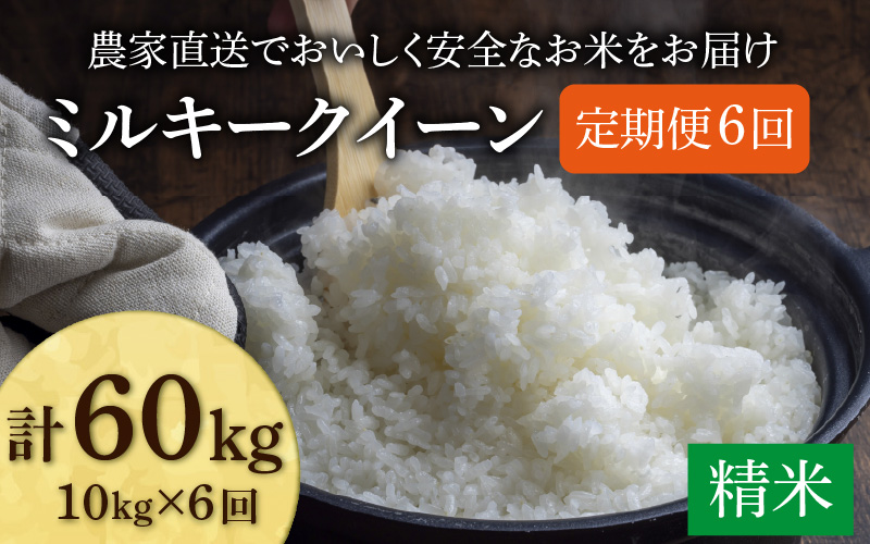 【先行予約】【令和8年産 新米】《定期便6回》ミルキークイーン 精米 10kg（5kg×2袋） JGAP認証米 / 米 10キロ 福井県産 ブランド米 一等米 ご飯 白米 お米 コメ 新鮮 小分け 定期便 6回 ※2026年10月上旬より順次発送 [aw094-k003]