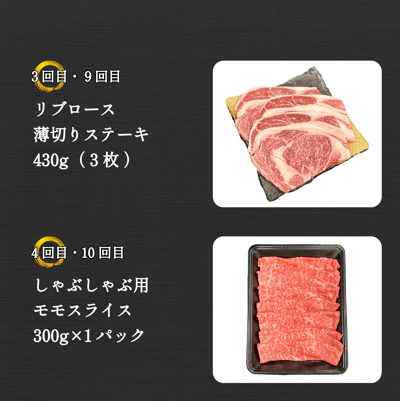 【ET006】【定期便 全12回】宮崎県西ノ原牧場・なかにしプレミアム和牛バラエティ定期便（牛肉 黒毛和牛 すき焼き ヒレ モモ 定期便 A4 A5）_イメージ3