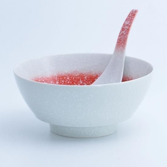 
            【セット】有田焼【瑞峯窯】スノーレッド ラーメン鉢・レンゲ セット
          