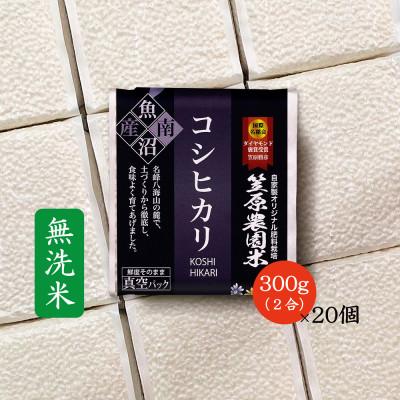 ふるさと納税 南魚沼市 令和7年産 南魚沼産 笠原農園米 コシヒカリ無洗米2合真空パック20個【簡易包装】