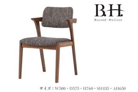 B.H.ダイニングチェア（ショートアーム）【ウォルナット材】JBH-DC22A PNW/EベガスCOA