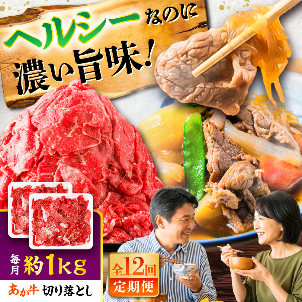 【ふるさと納税】【全12回定期便】あか牛 切り落とし 約1kg (約500g×2P) / 熊本 赤牛 褐牛 あかうし 褐毛和種 肥後 冷凍 国産 牛肉 和牛 切り落とし こま切れ【五右衛門フーズ】[BHCY008]