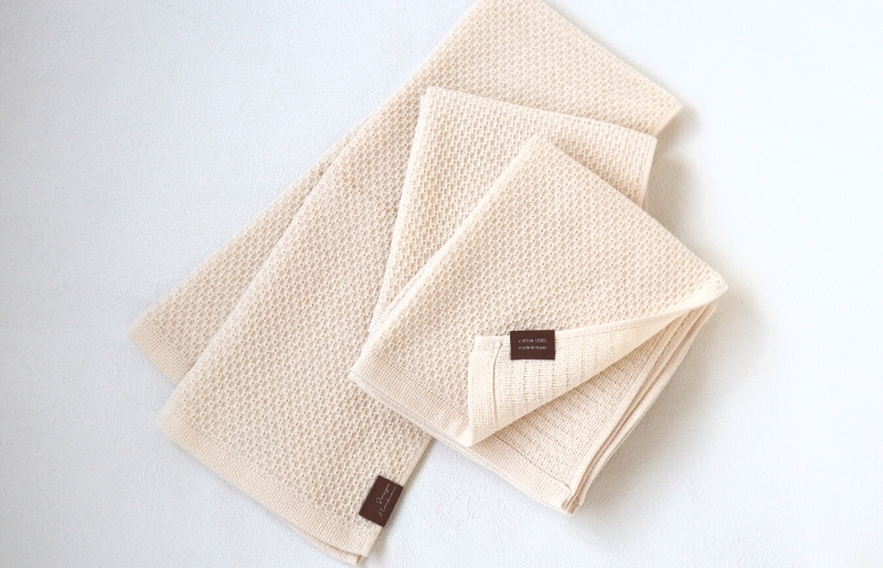 【スピード発送】【ソフトハニカム】泉州南部織 フェイスタオル3枚セット（ベージュ）