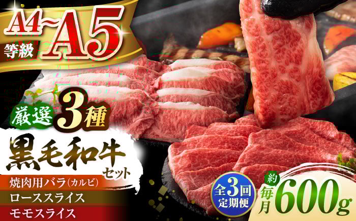 
            【全3回定期便】くまもと黒毛和牛「藤彩牛」厳選3種の食べ比べ計600g 3901 / 熊本 菊陽 牛 たべくらべ 肉 牛 ブランド スライス モモ カルビ やきにく お祝 ご褒美【株式会社フジチク】 [BHAD039]
          
