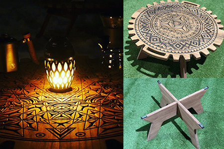 【ウォルナット】スプリットテーブル　ディープシャドウ（1台）（幅 860mm×奥行 860mm×高さ 400mm）机 テーブル 彫刻 キャンプ コンパクト 木目 軽量 アウトドア おしゃれ【GGCre