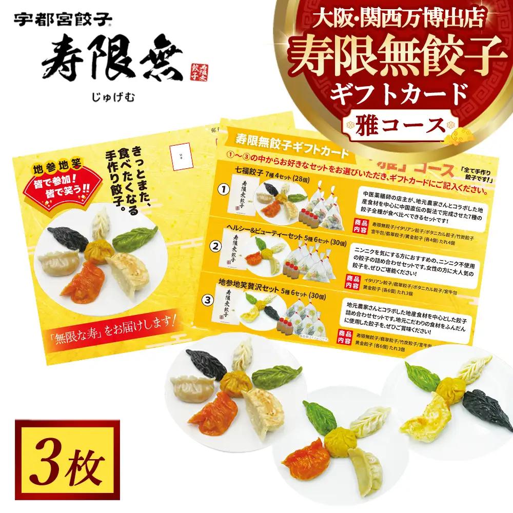 寿限無餃子ギフトカード 雅コース 3枚 | チケット ぎょうざ ギョウザ ギョーザ 冷凍食品 冷凍餃子 惣菜 夜ご飯 おかず おつまみ 手軽 時短 お取り寄せ グルメ