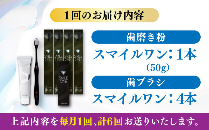 【全6回定期便】歯ブラシセット(SMILE ONE 歯ブラシ×4,SMILE ONE歯磨き剤×1本) / 歯磨き粉 歯磨き 銀イオン ボタニカル成分 虫歯 予防 日用品 熊本県 菊陽町【株式会社 ピカッシュ】 [BHBA007]