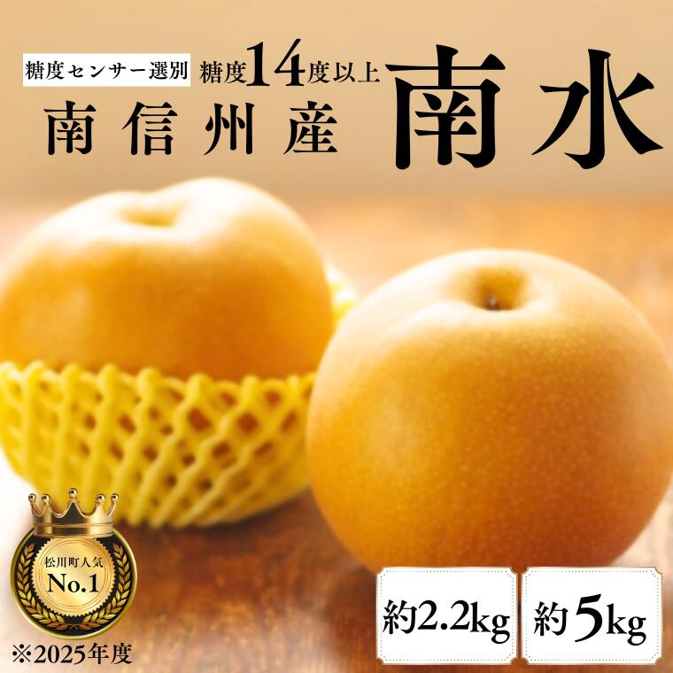 【ふるさと納税】＊2026年度発送＊ 梨 【先行予約】梨 南水 約2.2kg or 約5kg／9月中旬頃～配送予定 糖度センサー選別 // なし ナシ 和梨 甘い 糖度センサー選別 南信州 長野県 新鮮 厳選 贈答 贈答用 2.2キロ 5キロ JA09 JA29