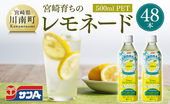 
                  サンA宮崎育ちのレモネード500mlＰＥＴ　24本入り×2ケース 【飲料 栄養機能食品 レモン 檸檬 マルチビタミン配合 セット ジュース PET 長期保存 備蓄 送料無料】
                