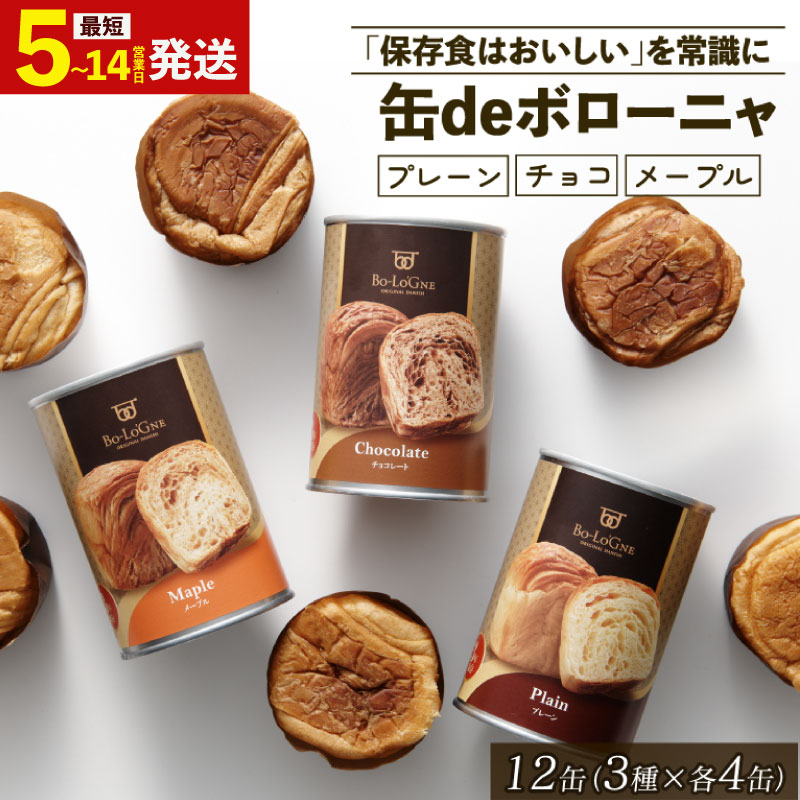 美味しいパンの缶詰 缶deボローニャ 12缶 5年6か月保存【 保存食 非常食 防災食 備蓄食 防災グッズ パン デニッシュ レジャー アウトドア 海外旅行 キャンプ ボローニャ 缶 セット プレーン チョコ メープル 長期保存】　niwayama001