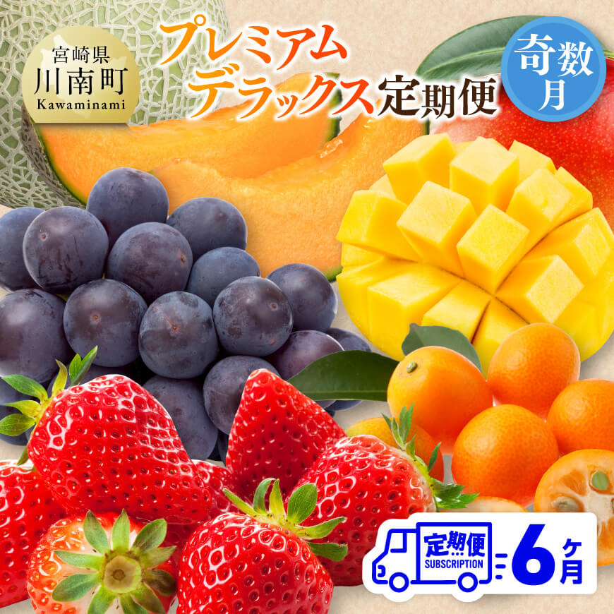 【ふるさと納税】※レビューキャンペーン※【 全6回定期便 】 プレミアム デラックス 定期便 【奇数月】 - 川南町産 きんかん いちご 完熟 マンゴー ぶどう ピオーネ 赤肉 メロン D11716t6