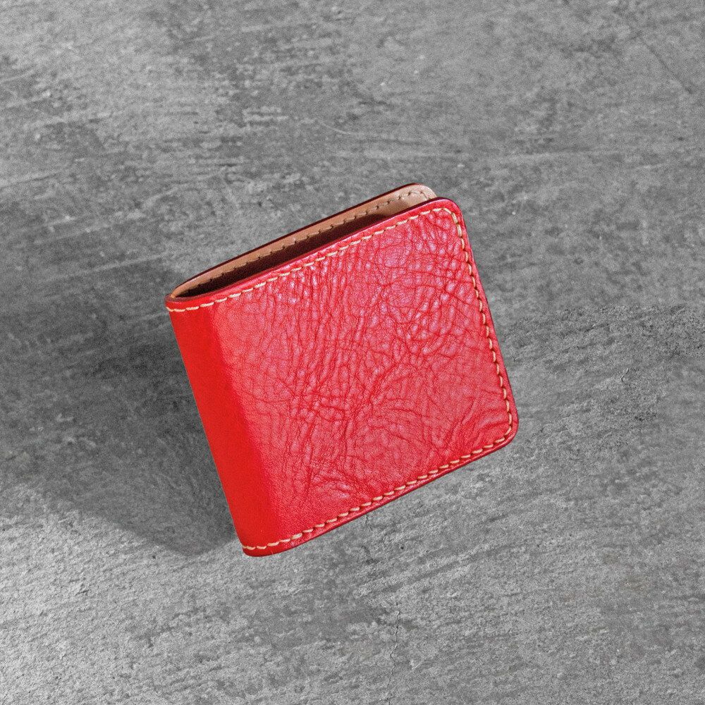 【ふるさと納税】栃木レザー使用｜やわらか本革二つ折り財布｜Half wallet 02C｜レッドminca（全6色）