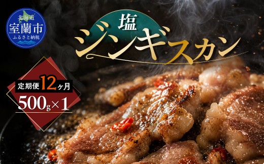 【12ヶ月定期便】塩ジンギスカン500g×1 【 ふるさと納税 人気 おすすめ ランキング 室蘭 塩ジンギスカン ジンギスカン 塩 ラム 生ラム 羊 肩ロース 肉 焼肉 BBQ 大容量 詰合せ 贈り物 定期便 北海道 室蘭市 送料無料 】 MROA212