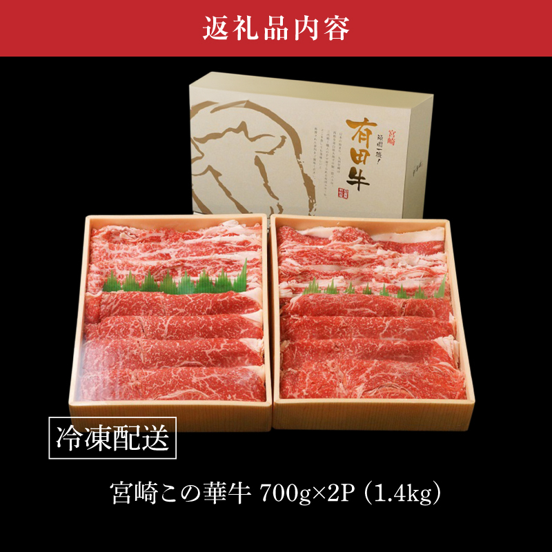 ＜有田牧場直送この華牛 ドーンと盛合せフリースライス 1.4kg＞ K20_0018_2