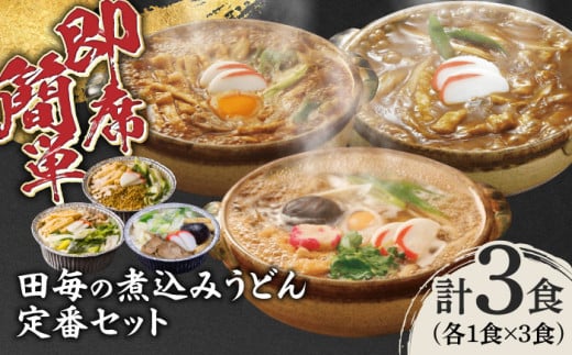 うどん 岐阜の味　田毎の煮込みうどん定番セット 即席 カンタン 麺 うどん カレーうどん 味噌煮込みうどん すまし煮込みうどん 冷凍麺 3種類 詰め合わせ 食べ比べ 簡単調理 時短 鍋不要 水不要 老舗の味 名店 グルメ お取り寄せ 夜食 ランチ 惣菜 ギフト プレゼント 贈り物 贈答 お返し 内祝い お祝い おすすめ 人気 岐阜市/ラボレムス [ANFP003]