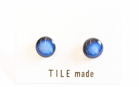 【美濃焼】 青むら タイル ピアス 直径10mm 瑞浪市 / TILEmade タイル アクセサリー ハンドメイド [AZCD040]