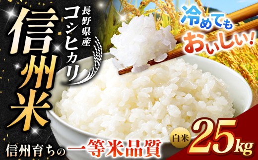《 信州育ちの一等米品質 》長野県産 こしひかり 白米 約25kg | 米 こめ コメ お米 白米 はくまい ご飯 ライス 人気 精米 信州米 コシヒカリ こしひかり 令和7年産 長野県 松川村 信州