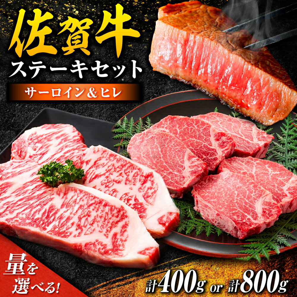 【ふるさと納税】【選べる容量】佐賀牛 ヒレ ステーキ ＆ サーロイン ステーキ 食べ比べ セット 計400g or 800g / 国産 牛肉 ステーキ / 吉野ヶ里町 [FDB023/FDB022]