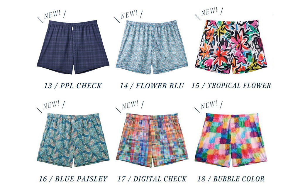 メンズ 下着 ショート トランクス Mサイズ 3枚 / 特別色 / 14 Flower blue×16 Blue paisley×17 Digital check / ZIVANE ジバン / 締め付け感の無い / 専用BOX付き アンダーウェア