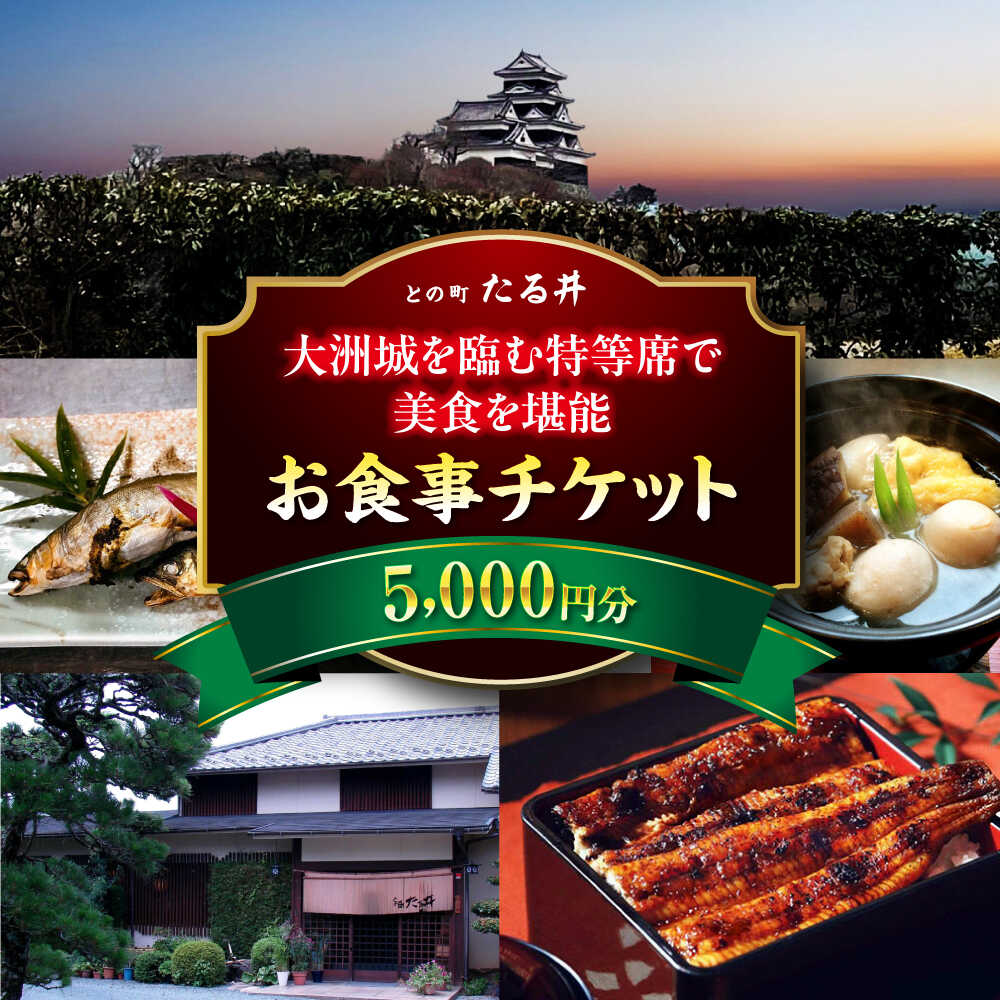【ふるさと納税】【お中元対象】お食事チケット 夜の大洲城を眺めながらのお食事【との町たる井2階席 お食事チケット5000円】 愛媛県大洲市/有限会社 樽井旅館 レストラン 和食 日本料理 いも炊き[AGAH015] おすすめ 人気 お取り寄せ 送料無料 大洲市