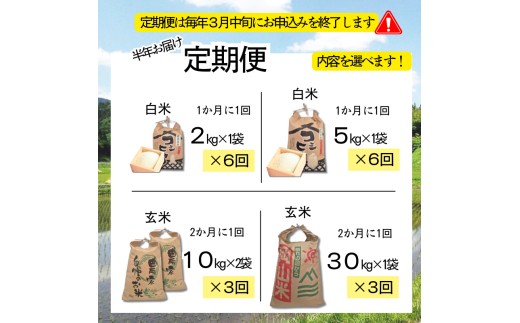 高梁川源流から2kmの、生活用水の混ざらない水源の清らかな水で育てていコシヒカリ。定期便でお届けします。