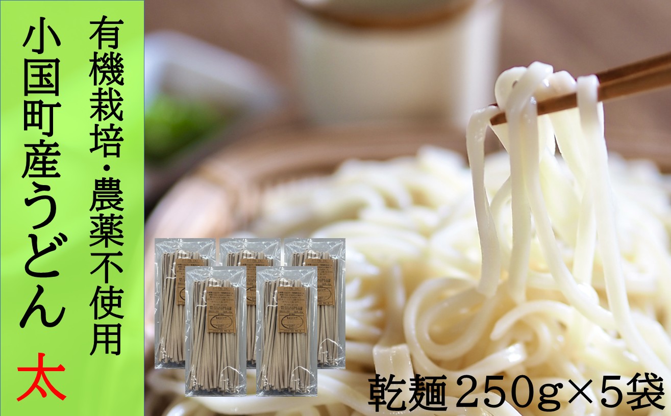 農薬不使用小国産南部小麦使用のおうどん（太）250g×5束