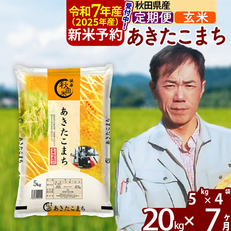 【ふるさと納税】※令和7年産 新米予約※《定期便7ヶ月》秋田県産 あきたこまち 20kg【玄米】(5kg)2025年産 お届け周期調整可能 隔月に調整OK お米 みそらファーム