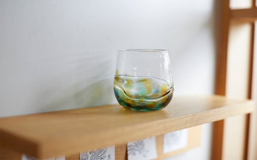 あすか三彩　「宙吹き硝子のロックグラス」