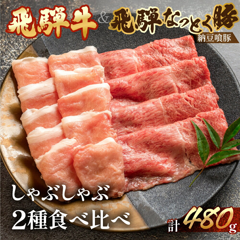 【ふるさと納税】飛騨牛 ＆ 飛騨なっとく豚 しゃぶしゃぶ 計480g 【冷凍】牛肉 もも 240g 飛騨納豆喰豚ロース 240g 下呂温泉 ブランド 肉ギフト 国産 贈答品 しゃぶしゃぶ用 ギフト なっとくとん なっとく豚 和牛 15000円