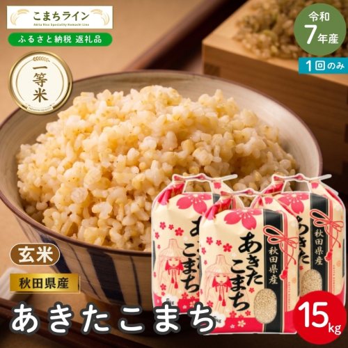 令和7年産 あきたこまち 玄米 15kg 秋田県産 米 一等米 ブランド米 15キロ  一人暮らし 秋田 能代 能代市 送料無料 《こまちライン》