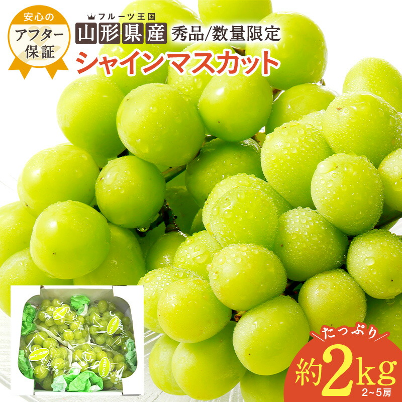 【2026年発送】山形のぶどう(シャインマスカット)約2kg（2～5房）_H063(R8)