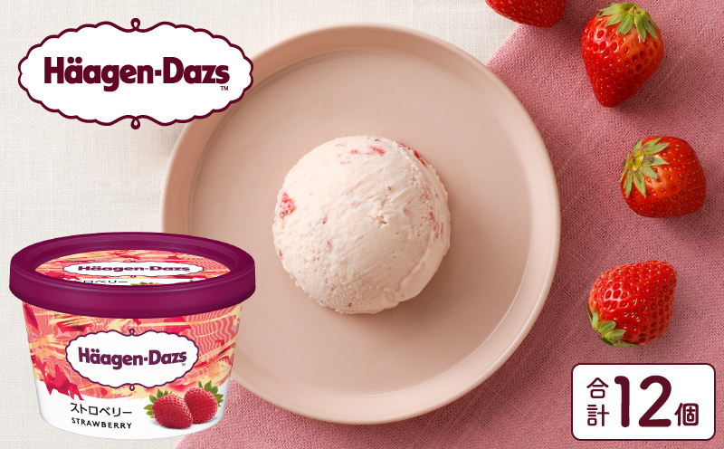 ハーゲンダッツ『ミニカップ12個セット(ストロベリー味)』アイスクリーム アイス スイーツ デザート_H0016-117
