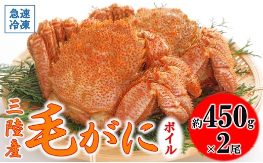 北三陸産 冷凍 ボイル 毛ガニ 約450g×2尾 ふるさと納税 蟹 かに カニ 毛蟹 かにみそ 魚介類 おすすめ